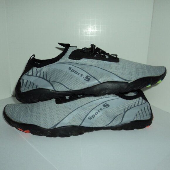 Sport S Water Shoes Men's Women's Beach Swim Pool Gray Black Rubber Lace Up - Picture 6 of 8